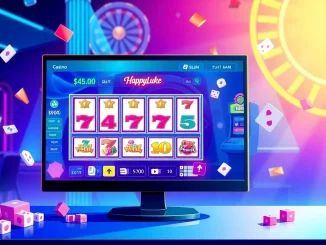 Experience the vibrant HappyLuke online casino atmosphere with colorful slot machines and enticing games.