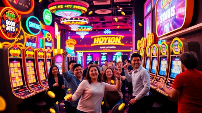 Discover the exhilarating wins at lazywin888 as players celebrate their victories amidst colorful lights.