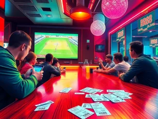 Experience the thrilling RR88 sports betting atmosphere in a vibrant bar filled with excitement.