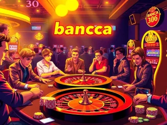 Players engaging at the vibrant casino floor featuring banca 30-themed tables, surrounded by excitement and winning moments.
