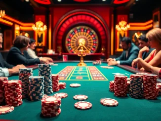 BET88 players engaging at a poker table with chips and cards.