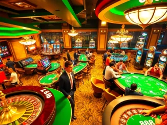 Bet 88 action as players thrill at a vibrant casino table, spinning roulette and handling chips.