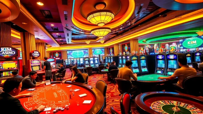 5aml Discover the thrilling games at Kim Casino, featuring vibrant interiors and exciting players.