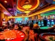 Discover the thrilling games at Kim Casino, featuring vibrant interiors and exciting players.