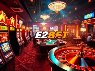 Experience the thrill of E2BET as players engage with dynamic slot machines and live roulette tables, showcasing online casino excitement.
