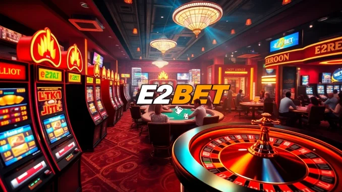 hs0g Experience the thrill of E2BET as players engage with dynamic slot machines and live roulette tables, showcasing online casino excitement.