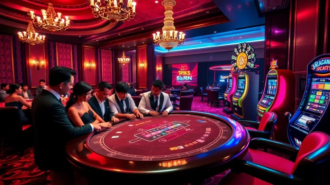 htm1 Exciting casino players engaging at a blackjack table highlighting Top 10 nhà cái uy tín.