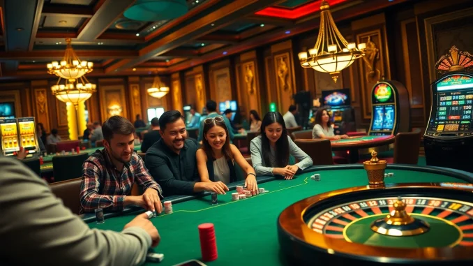 n3p7 Experience the thrill of gambling at https://thabetcom.dev/ with players at an exciting poker table amid vibrant casino lights.