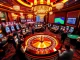 Experience exhilarating live gaming with bong da lu fun at the roulette table, surrounded by colorful slot machines and eager players.