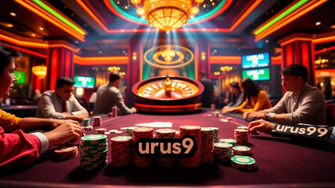 oc7n Experience the thrill of gambling at a luxurious casino scene featuring exciting games, with the keyword urus9 blending into the atmosphere.