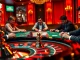 Explore the thrilling atmosphere at rr88 trang chủ casino featuring intense poker gameplay, luxurious tables, and glimmering chips.