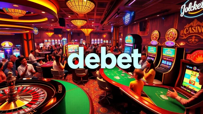 sltd Experience the thrill of gambling with debet at a luxurious casino, featuring vibrant slot machines and engaging poker tables.