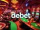 Experience the thrill of gambling with debet at a luxurious casino, featuring vibrant slot machines and engaging poker tables.