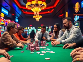 Engage in thrilling poker gameplay at https://shbets.net/, surrounded by vibrant casino ambiance.