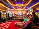 Dive into the Top 10 nhà cái uy tín showcasing exhilarating casino action with vibrant slot machines and lively betting tables.