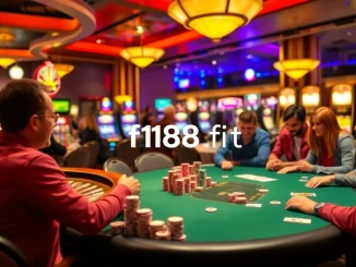 Experience the thrilling atmosphere at f168.fit, where gamers gather around vibrant casino tables to win big.