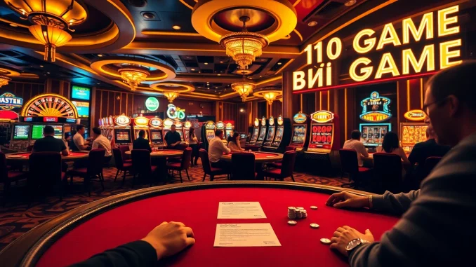 Experience the thrill of the top 10 game bài đổi thưởng with lively casino tables and slot machines.