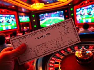 Experience ĐÁ Gà Trực Tiếp action as players engage in thrilling live cockfighting bets in a vibrant casino setting.