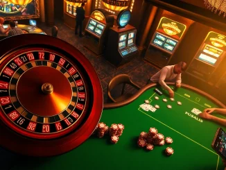 Experience the thrill of winning with 789P at a bustling casino table featuring poker chips and players.