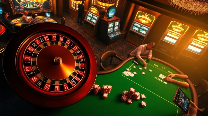 lnnd Experience the thrill of winning with 789P at a bustling casino table featuring poker chips and players.