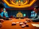 Experience the electrifying atmosphere of Supertkb88, where poker players thrive and slots shine in a bustling casino.